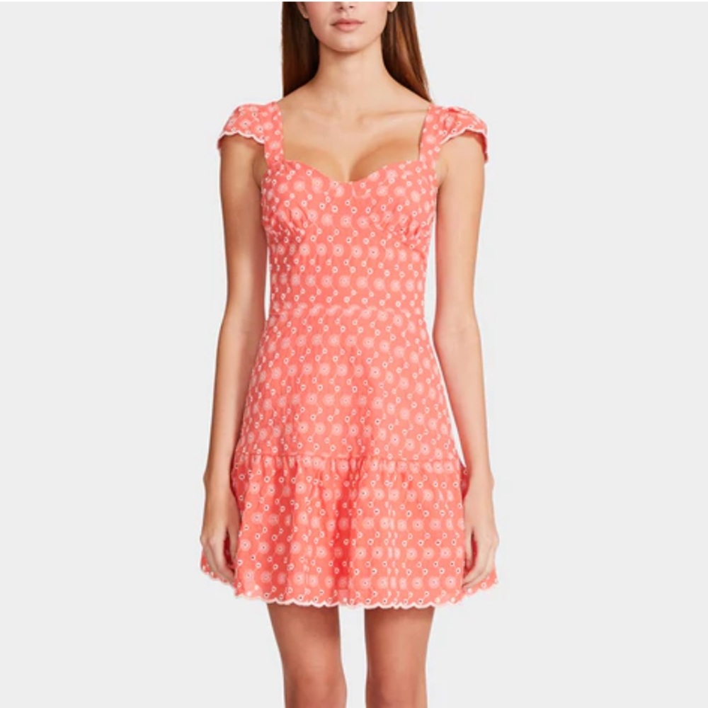New Betsey Johnson DITSY EYELET BUSTIER MINI DRESS PINK - Picture 5 of 12